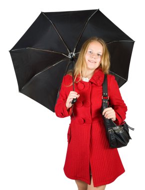 Girl in cloak with umbrella clipart