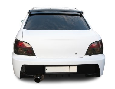 Rear view of white car on white clipart