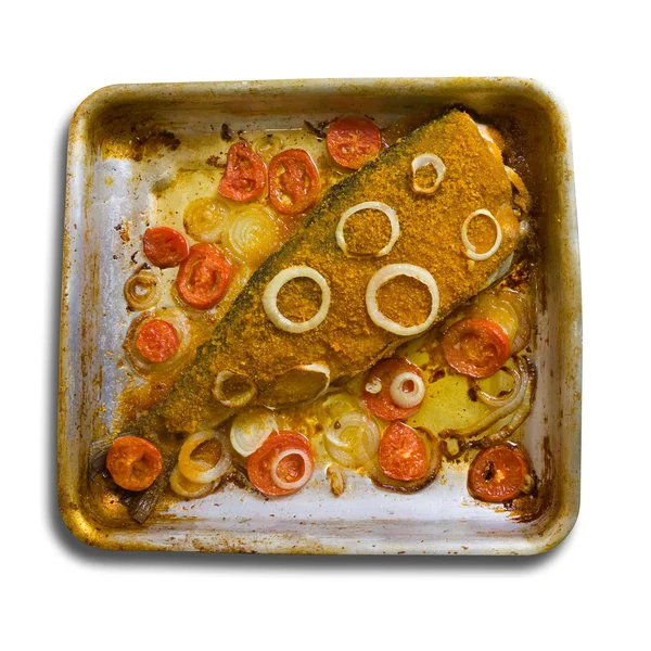 Ekmekli balık içinde pan kavurma — Stok fotoğraf