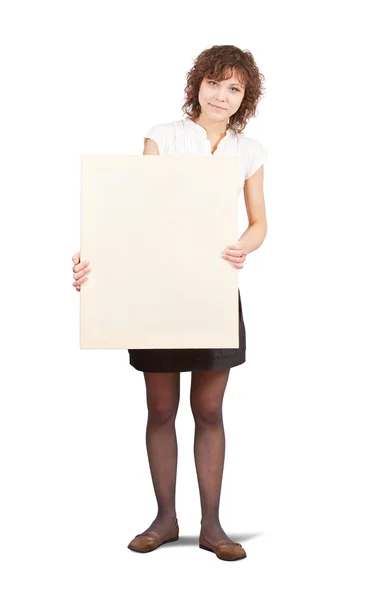 Girl holds empty poster — Stock Photo, Image