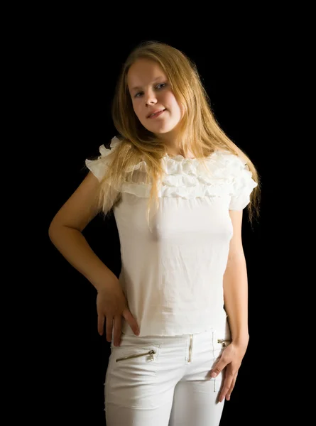 Sexy dziewczyna w białej bluzce — Zdjęcie stockowe