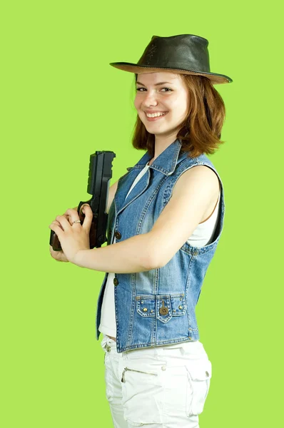 Meisje met pistool — Stockfoto