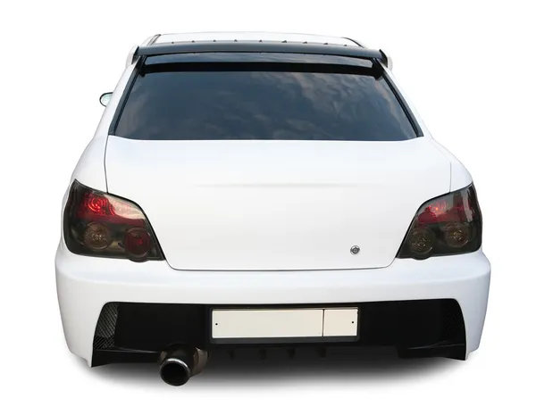 Rear view of white car on white — Stock Photo, Image