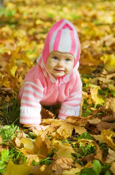 Flicka mot hösten natur — Stockfoto