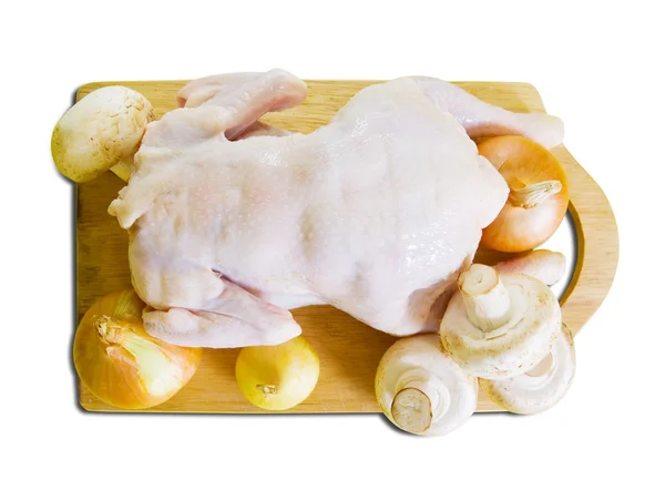 Raw chicken with mushrooms — Stock Photo, Image