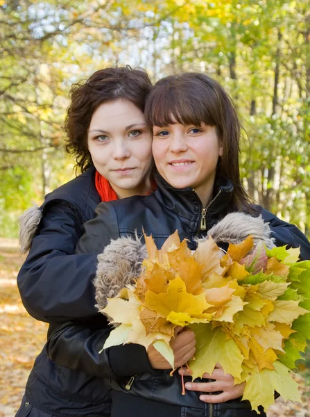 Girls in autumn park — Stock Photo, Image