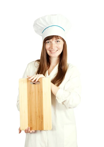 Cocinera femenina con tabla de cortar — Foto de Stock