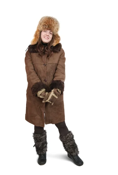 Mädchen in winterlicher Kleidung — Stockfoto