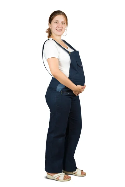 Жінка тримає вагітний живіт — стокове фото