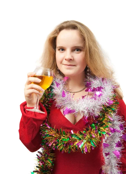 Vrouw met champagne — Stockfoto