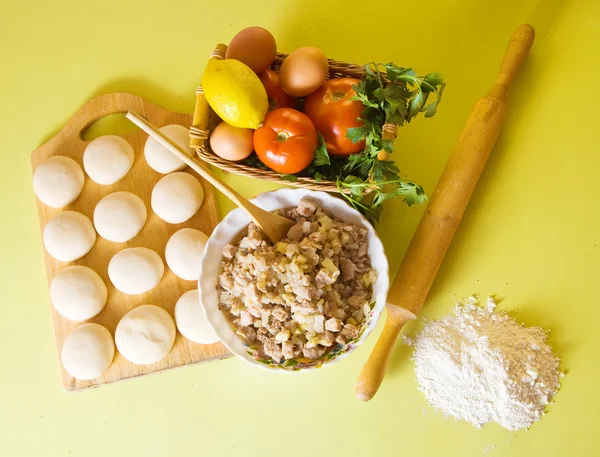 Ingrediens för kött pasta — Stockfoto