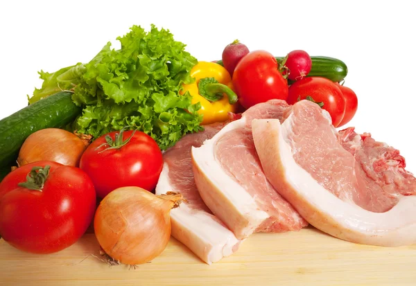 stock image Raw pork and vegetables