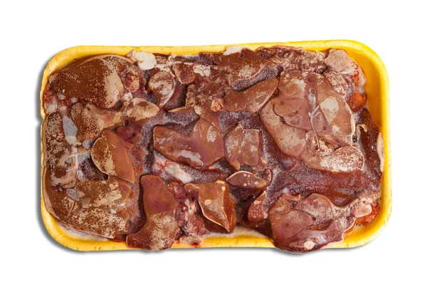 Raw frozen Chicken liver — Stock Photo, Image