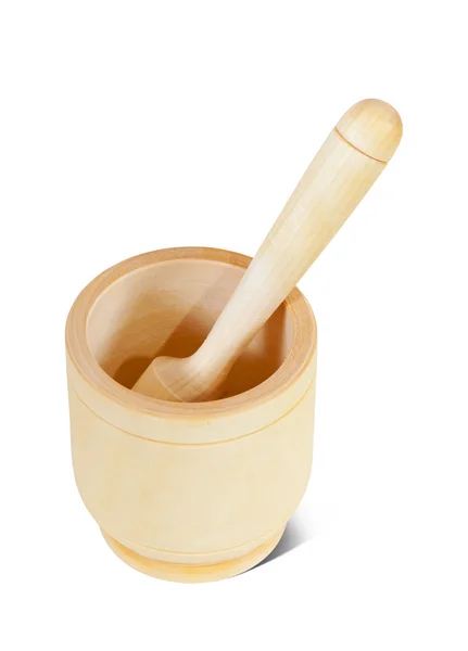 Wooden mortar with pestle — Stock Photo, Image