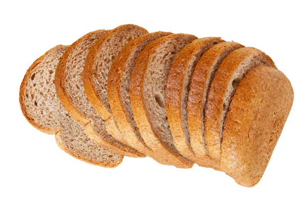 Φέτες Ψωμί Απομονωθεί Λευκό Φόντο — Φωτογραφία Αρχείου