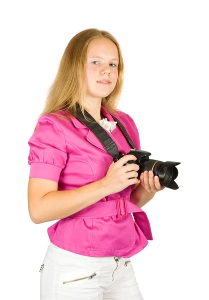 Menina com câmera — Fotografia de Stock
