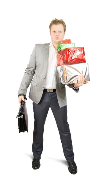 Homem com presentes — Fotografia de Stock