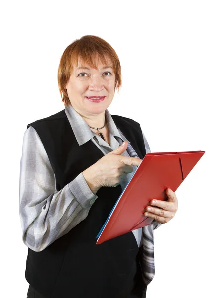 Senior Businesswoman Documents Isolated White — Stock Photo, Image