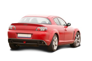 Red automotive on white. Isolated whith clipping path clipart