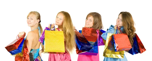 Lányok a bevásárló szatyrok — Stock Fotó