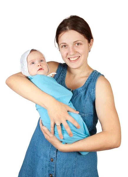 Gelukkig moeder met pasgeboren baby — Stockfoto