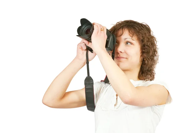 Fotograf dziewczyny z kamery — Zdjęcie stockowe
