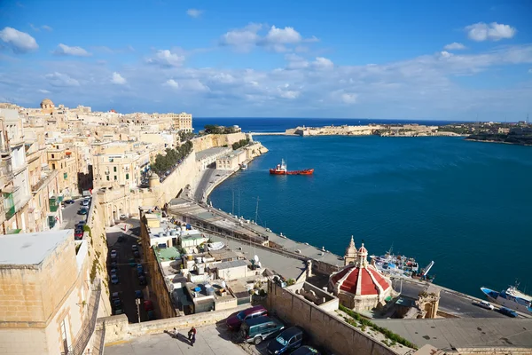 Vista de Valletta e Grand Harbour — Fotografia de Stock