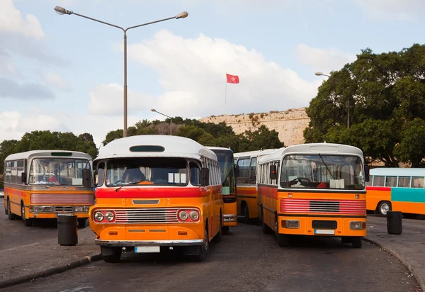 Bussen op bus terminal in valletta — Stockfoto