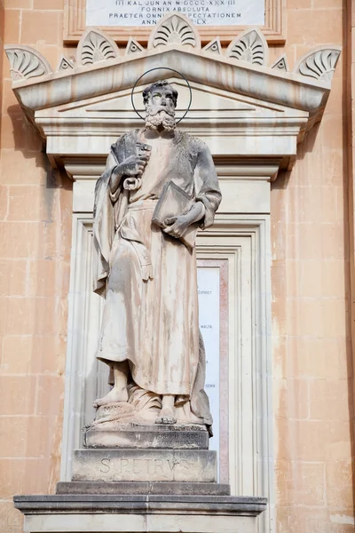 Sculptuur Van Saint Petr Muur Van Mary Kerk Van Mosta — Stockfoto