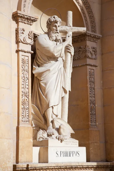 Rzeźba Saint Philipp Ścianie Kościoła Najświętszej Marii Panny Mosta Malta — Zdjęcie stockowe