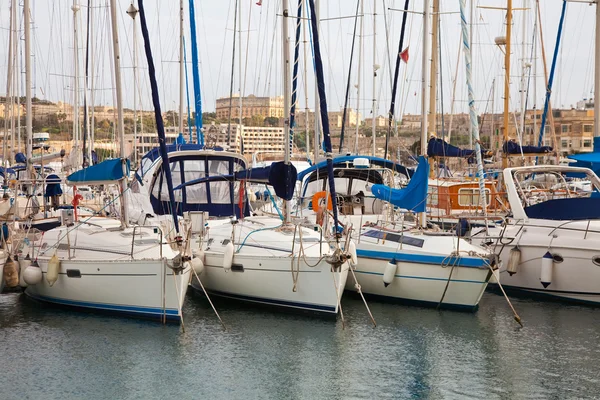 Veel Jachten Liggen Malta Haven Valletta — Stockfoto