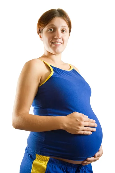 个月孕妇白上的肖像 — 图库照片