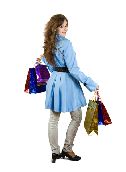Dziewczyna z torbami na zakupy — Zdjęcie stockowe