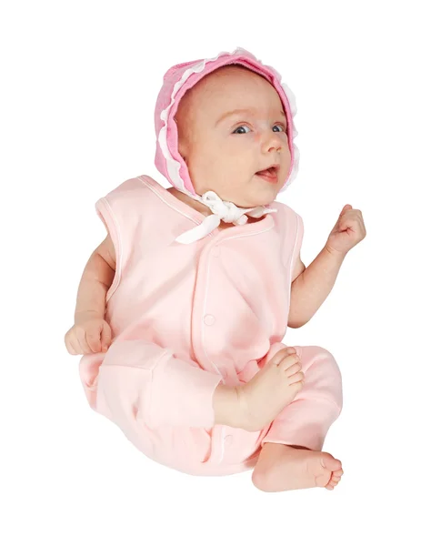 Maanden Babymeisje Geïsoleerd Witte Achtergrond — Stockfoto
