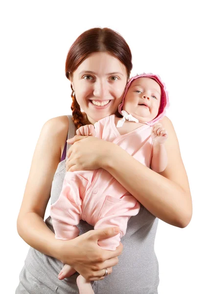 Mãe feliz com bebê de 2 meses — Fotografia de Stock