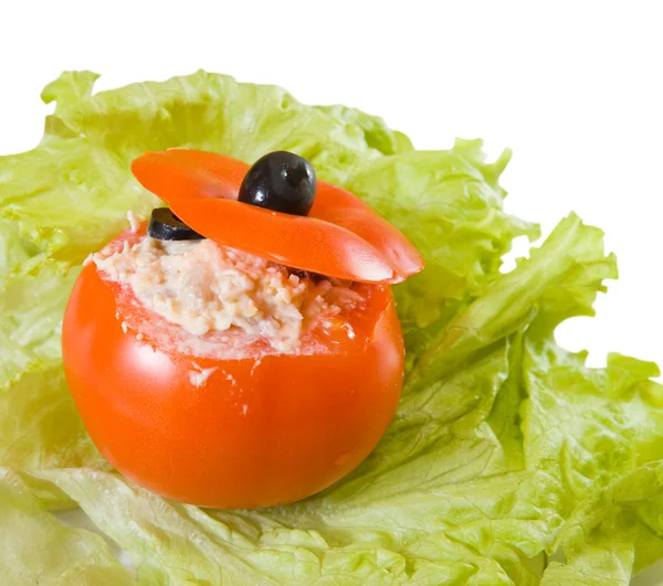 Salada Tomate Farci Veja Fases Série Cozinhar Salada Tomate Farci — Fotografia de Stock