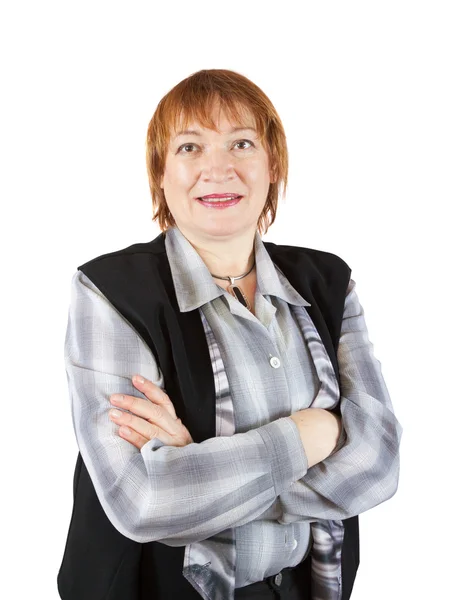 Senior Affärskvinna Porträtt Över Vit Bakgrund — Stockfoto