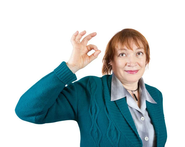 Mujer de negocios senior con OK —  Fotos de Stock