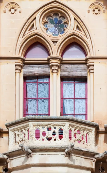 Fenêtre Maison Néogothique Rue Ville Mdina Malte — Photo