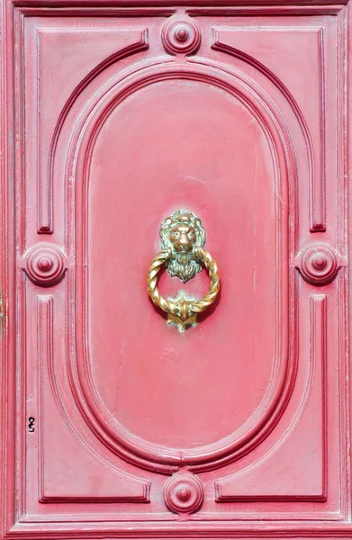 Vintage Golden Metal Door Knocker European Town — Stock Photo, Image