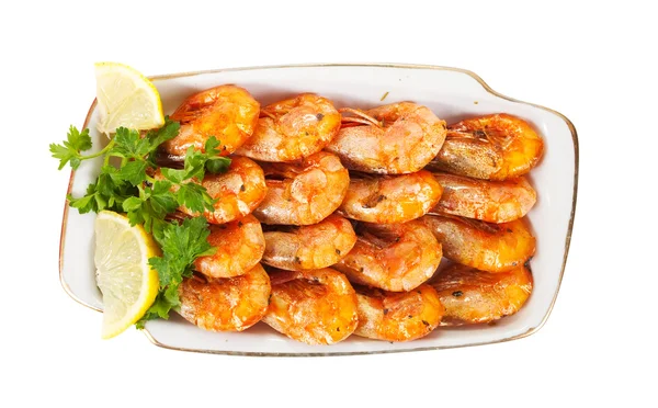 Grilled Shrimps Parsley Isolated White Background — Stock Photo, Image