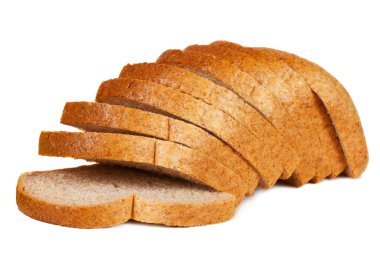 Several slices of whole grain bread over a white surface clipart