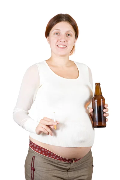 Adicción Perjudicial Durante Embarazo Aislado Sobre Fondo Blanco —  Fotos de Stock