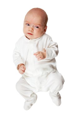 Baby in white romper clipart