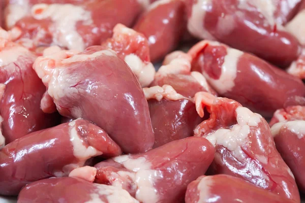 Chicken Offal Closeup Fresh Raw Chicken Hearts — Stock Photo, Image