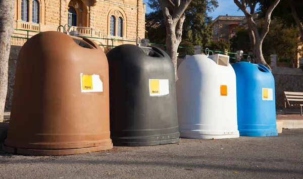 Recycle Bin Containers Separate Materials Malta — Stock Photo, Image