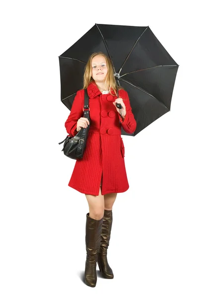 Dziewczyna w płaszcz z parasolem — Zdjęcie stockowe