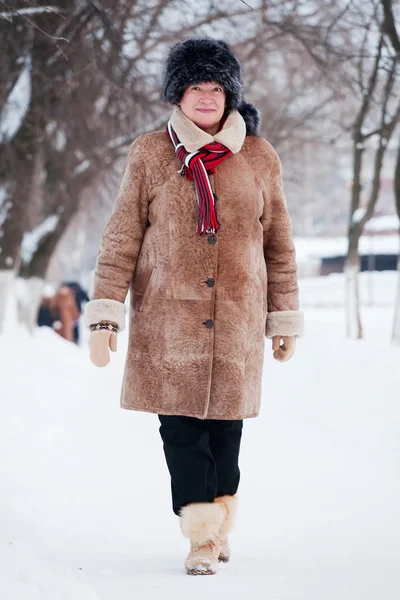 Winter portrait of mature woman — Stock Photo, Image