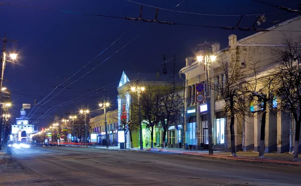 Nacht Uitzicht Winterse Straat Van Europese Stad Vladimir Rusland — Stockfoto