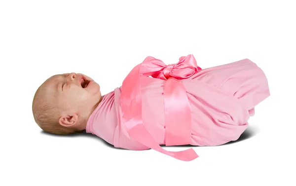 Newborn Baby Girl Isolated White Background — Stockfoto